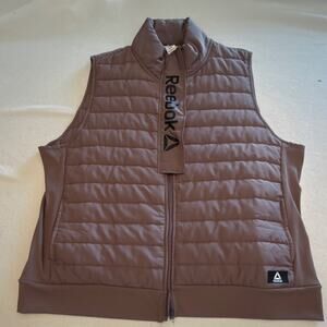 Reebok Quilted Full Zip Lightweight Brown Women’s Vest 2X with Pockets